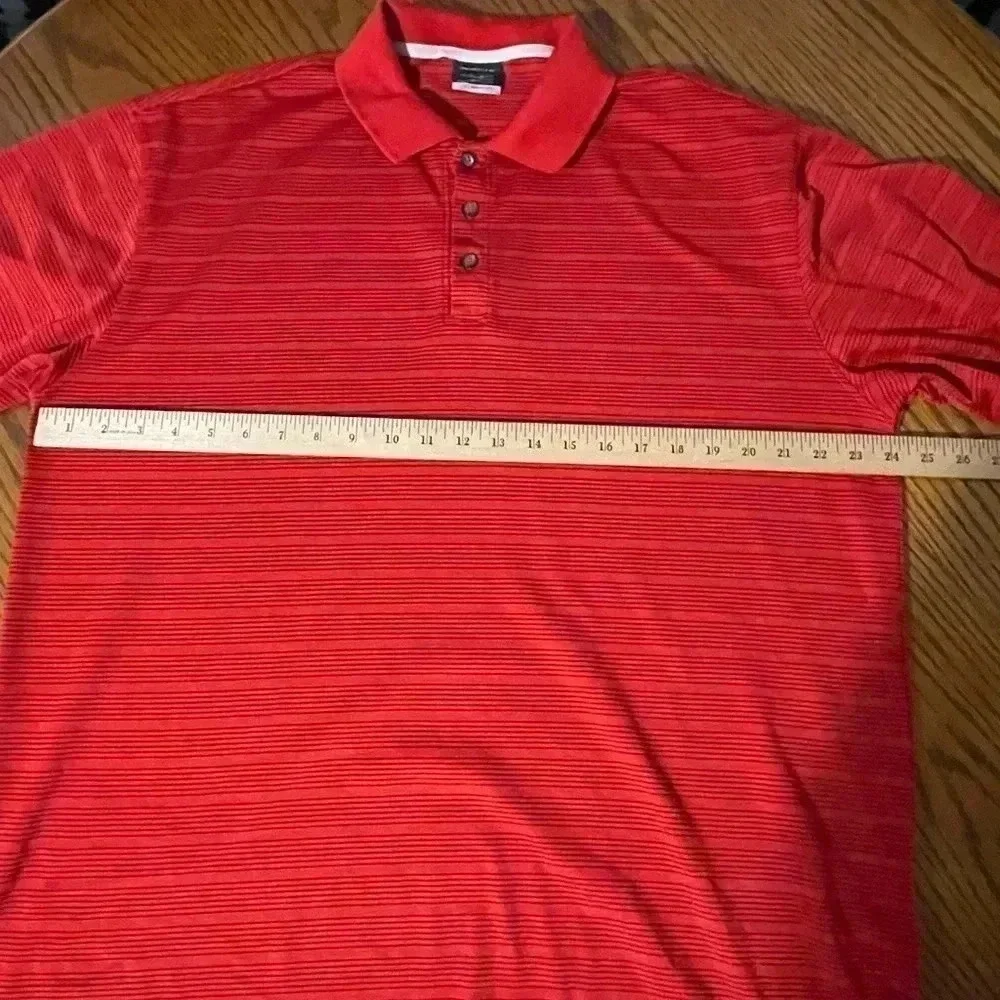 Nike Golf Polo Shirt Mens Extra Large Red Striped Short Sleeve Dri Fit Golfer